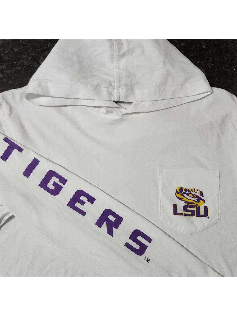 Johnnie-O Eddie Hoodie Jersey Pocket Shirt LSU Tigers USA Flag Mens Medium Golf